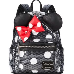 Loungefly Disney Parks Minnie Mouse Black Sequin Mini Backpack - NWT